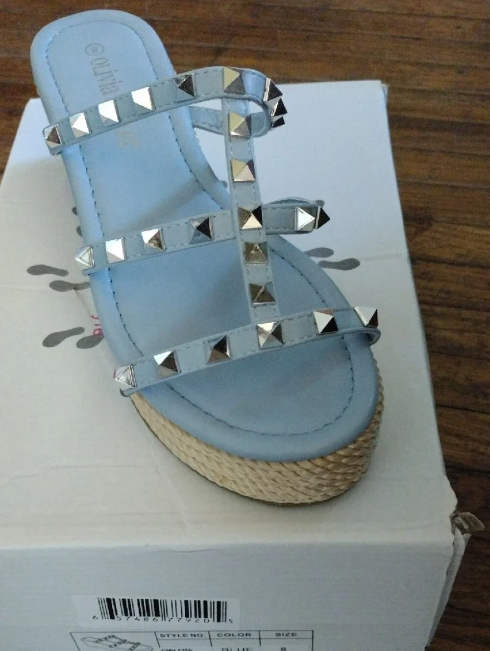 Olivia Miller Light Blue Studded Platform Sandals